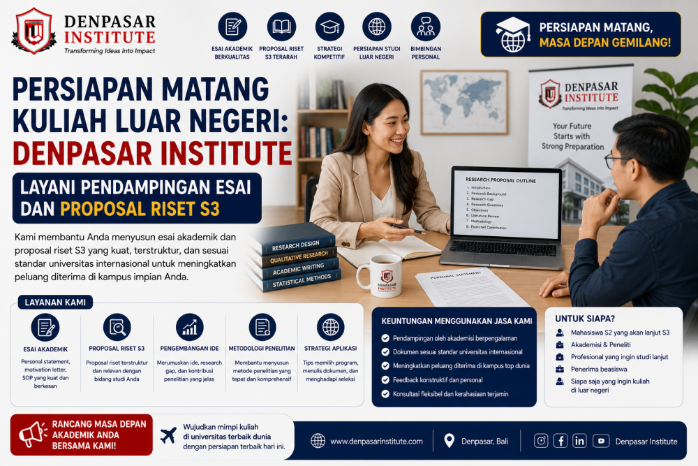 Persiapan Matang Kuliah Luar Negeri: Denpasar Institute Layani Pendampingan Esai dan Proposal Riset S3